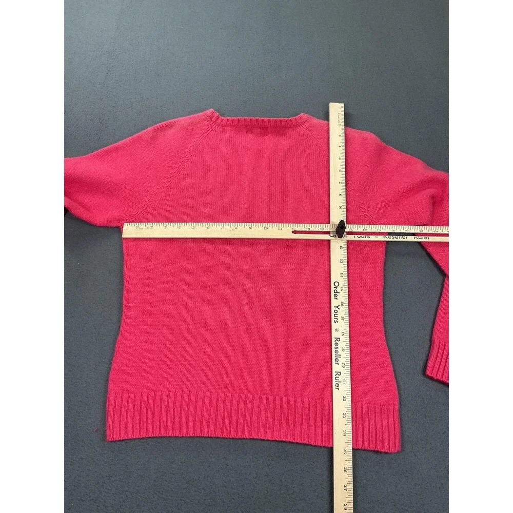 Lands' End Sweater Girls 10-12 Pink Wool Cashmere Angora Knit Pullover Crew Neck